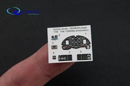 QD48003-Dash Quinta 3D Декаль интерьера кабины Як-1 (средние серии) (миним. набор) 1/48