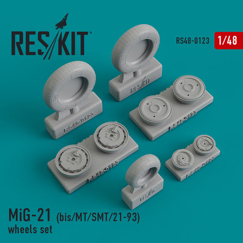RS48-0123 RESKIT MiG-21 (bis/MT/SMT/21-93) wheels sett (Eduard, Revell, KP) 1/48