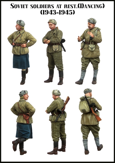 EM35140 Evolution Miniatures Советские солдаты на отдыхе (3 фигуры) Масштаб 1/35