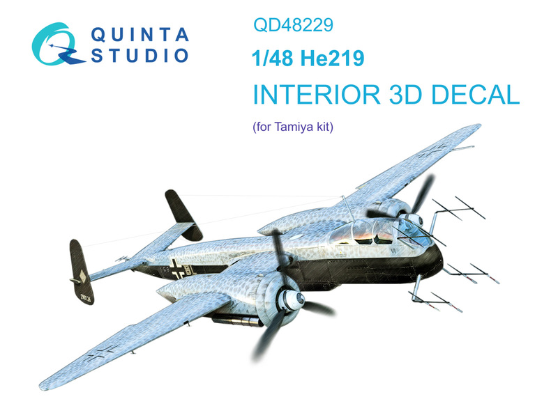 QD48229 Quinta 3D Декаль интерьера кабины He-219 (для модели Tamiya) 1/48