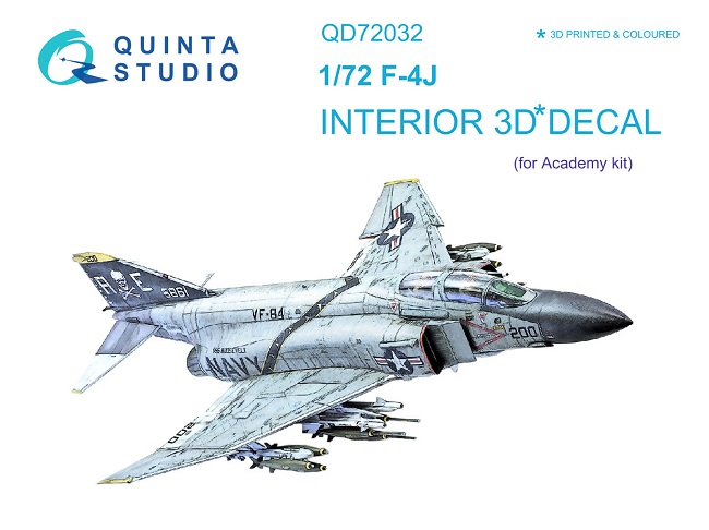 QD72032 Quinta 3D Декаль интерьера кабины F-4J  (для Academy) 1/72