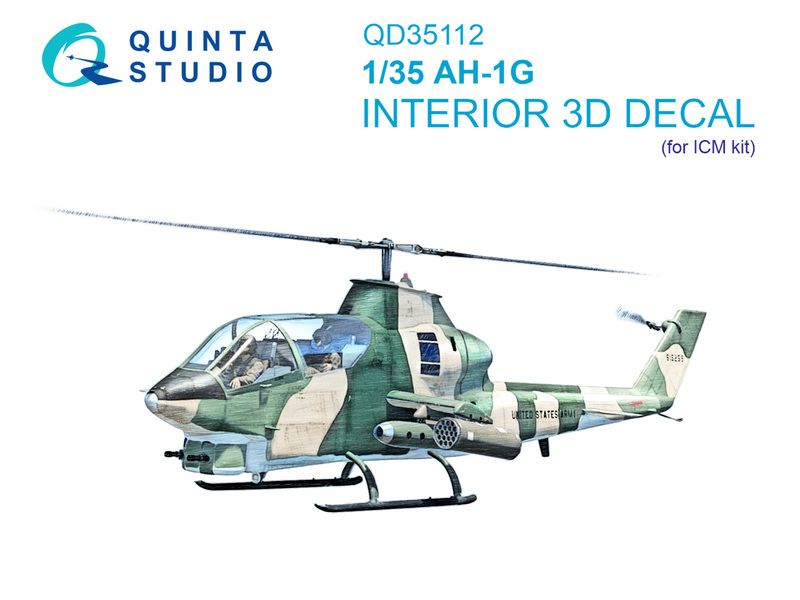 QD35112 Quinta 3D Декаль интерьера кабины AH-1G Cobra (ICM) 1/35