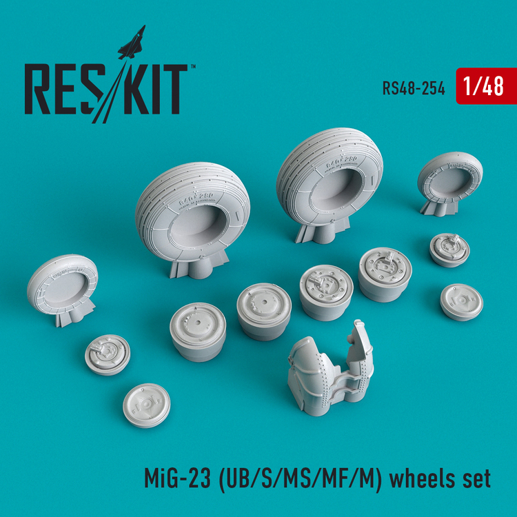RS48-0254 RESKIT MiG-23 (UB/S/MS/MF/M) wheels set (for Trumpeter) 1/48