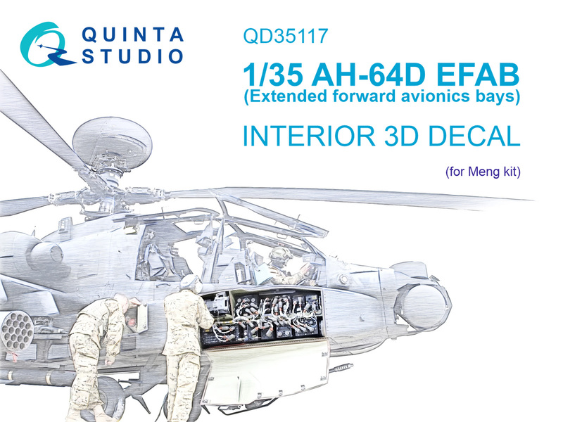 QD35117 Quinta 3D Декаль интерьера кабины AH-64D EFAB (Takom) 1/35