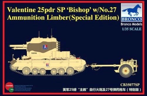 Сборная модель 35077SP Bronco Models Танк Valentine SPG "Bishop" w/No/27  