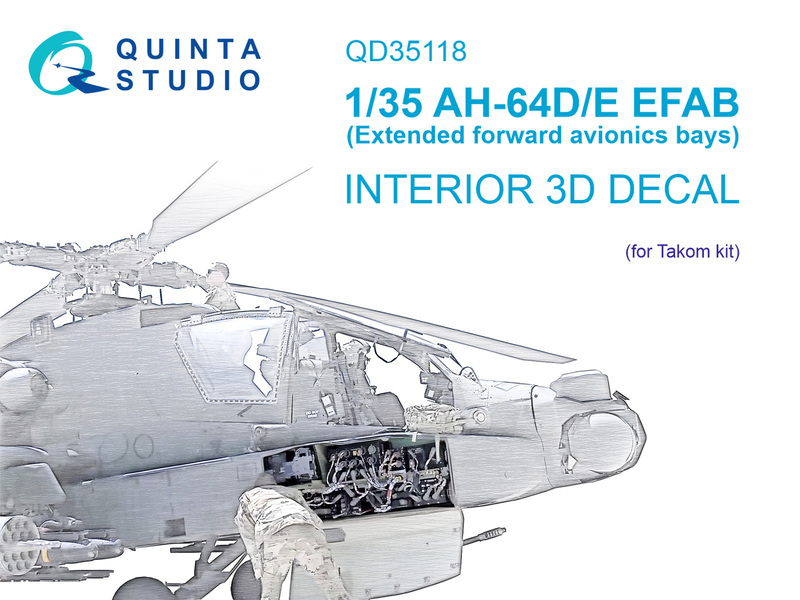 QD35118 Quinta 3D Декаль интерьера кабины AH-64D/E EFAB (Takom) 1/35