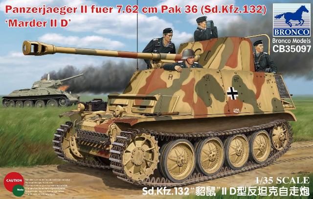 Сборная модель  35097 Bronco Panzerjaeger II fuer 7.62 cm PaK 36 (Sd.Kfz. 132) Marder II D