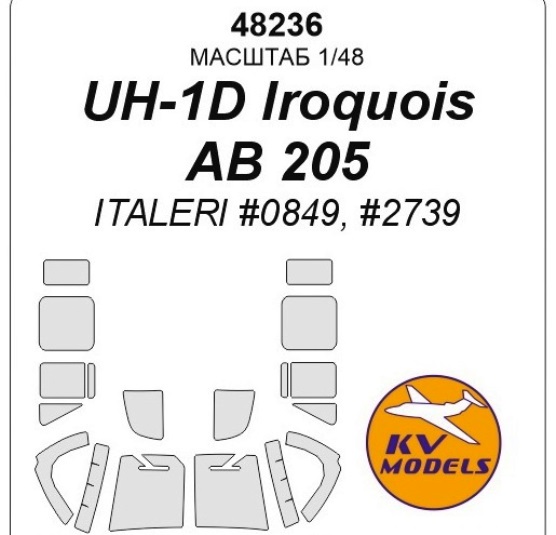 48236 KV Models Маски UH-1D Iroquois/AB 205 (ITALERI) 1/48