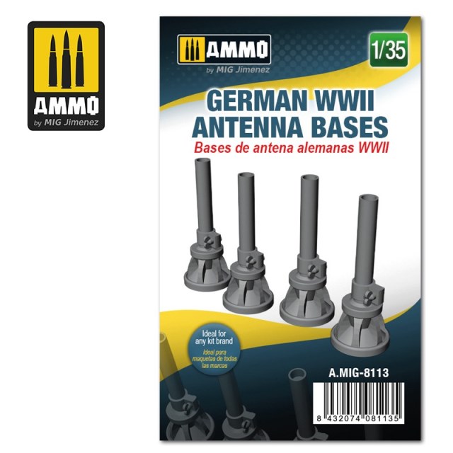 AMIG8113 AMMO MIG Антенный ввод (4 шт) German WWII Antenna Bases1/35