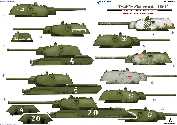 35037 Colibri Decals Декали для T-34/76 1941 года "Битва за Москву" 1/35