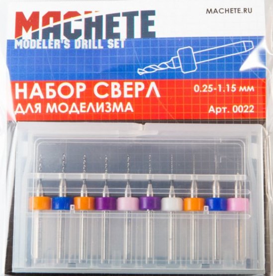 0022 Machete Набор сверл для моделизма 0.25-1.15 мм (10 шт)
