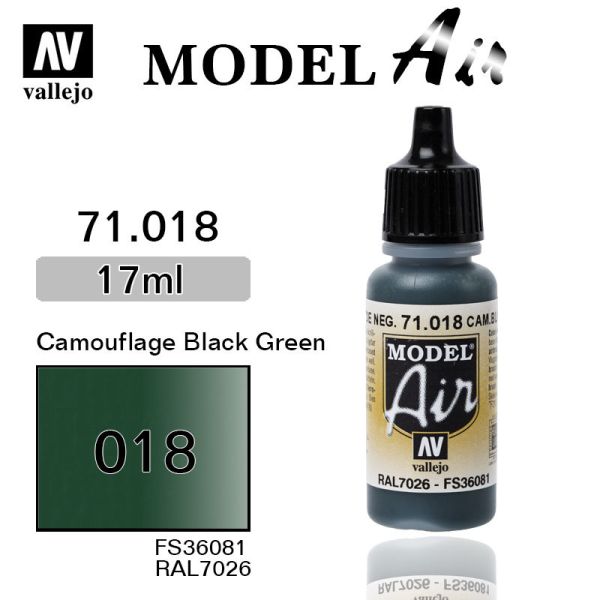 V-71018 Vallejo Краска Model Air Камуфляжная черно-зеленая 17 мл