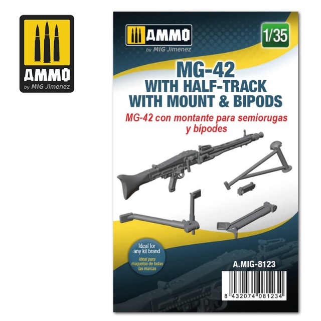 AMIG8123 AMMO MIG Пулемет MG-42 with Half-Track Mount and Bipods 1/35