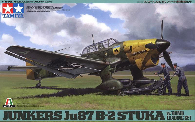 Сборная модель 37008 Tamiya Немецкий бомбардировщик Junkers Ju87 B-2 Stuka с загрузчиками бомб
