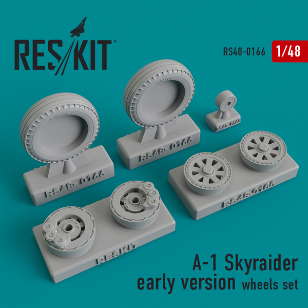 RS48-0166 RESKIT A-1 Skyraider early version wheels set (Hasegawa, Tamiya, Revell) 1/48
