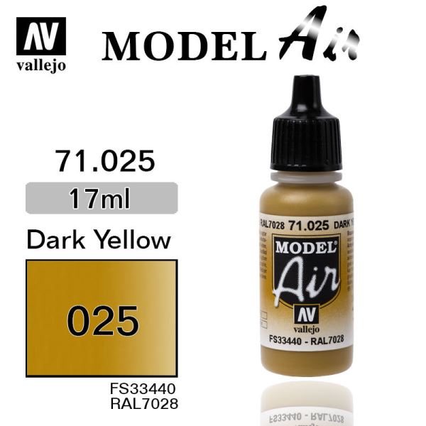 V-71025 Vallejo Краска Model Air Темно-желтая RAL 7028 17 мл
