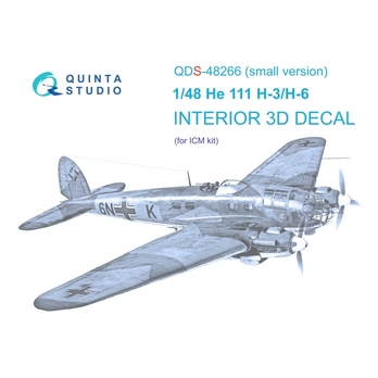 QDS-48266 Quinta 3D Декаль интерьера кабины He 111H-3/H-6 (ICM, small) 1/48