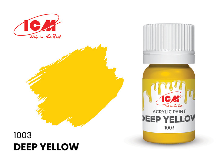 C1003 ICM Акриловая краска Глубокий желтый (Deep Yellow) 12мл