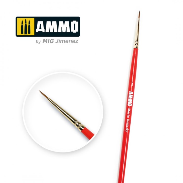 AMIG8711 AMMO MIG Кисть 1 AMMO Marta Kolinsky Premium Brush