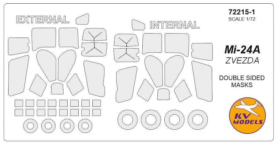 72215-1 KV Models Набор двусторонних масок для Ми-24А + маски на диски и колеса (Звезда 7239) 1/72