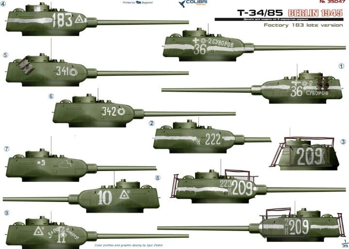 35047 Colibri Decals Декали для T-34/85 (Берлин, 1945 год) 1/35