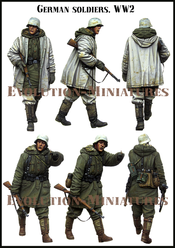EM35212 Evolution Miniatures Германские солдаты в зимней форме (2 фигуры) 1/35
