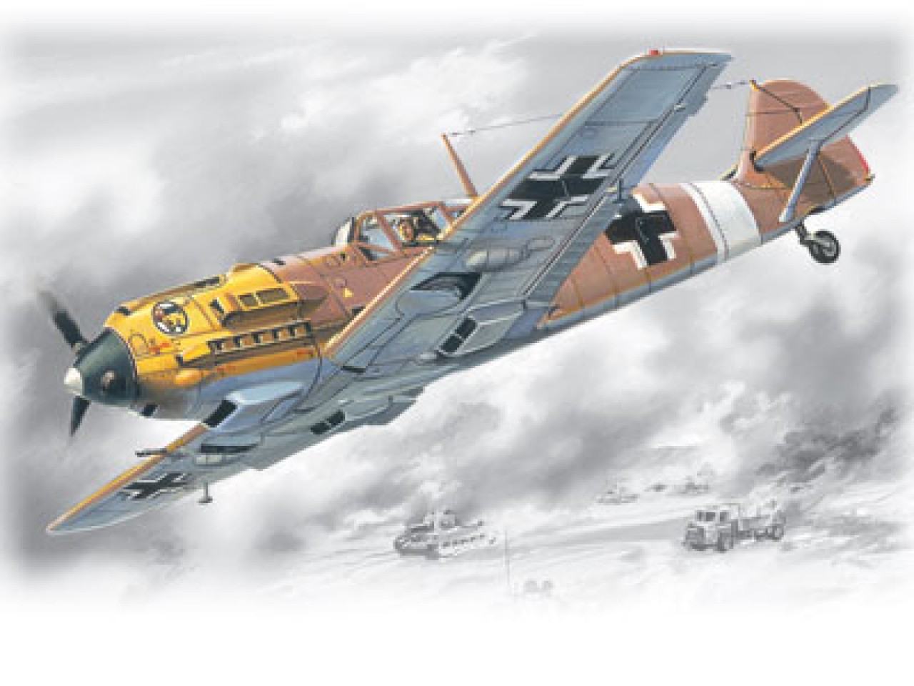 Сборная модель 72133 ICM Самолет Bf 109E-7/Trop 