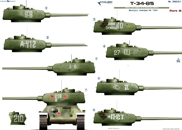 35031 Colibri Decals Декали для танка Т-34/85  завода 183 №3 1/35