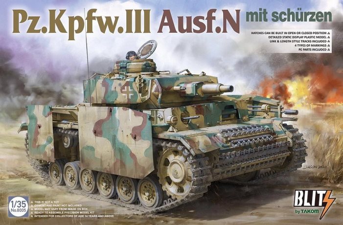 8005 Takom Танк Pz.Kpfw.III Ausf.N mit Schurzen 1/35