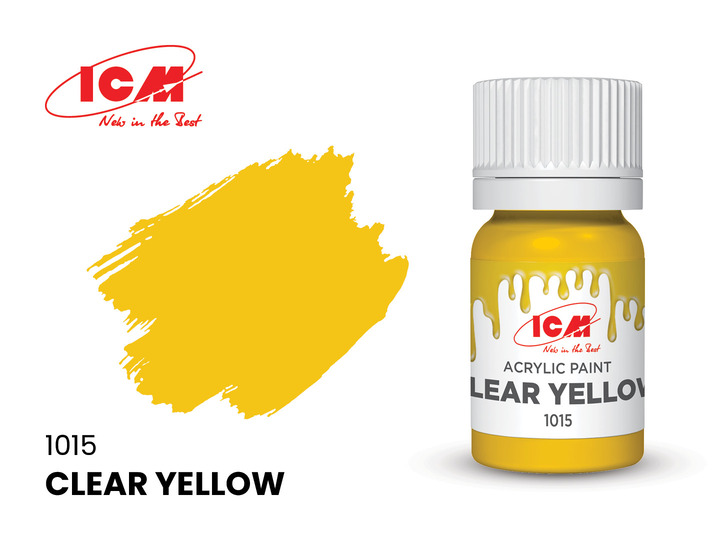 C1015 ICM Акриловая краска Прозрачный желтый (Clear Yellow) 12мл