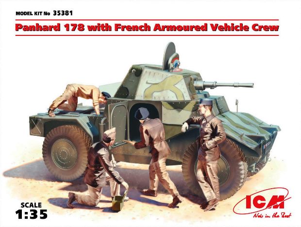 Сборная модель 35381 ICM Французский бронеавтомобиль Panhard 178 с экипажем (4 фигур)  