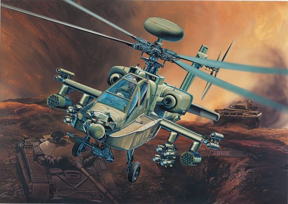 Сборная модель 204821 Моделист Ударный вертолет ВВС США АН-64А «Апач» 