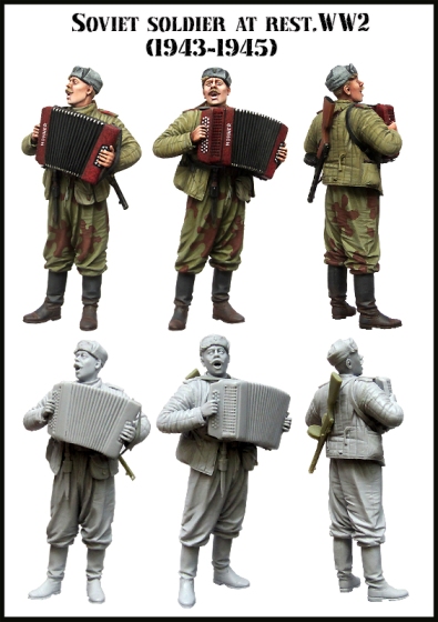 EM35132 Evolution Miniatures Советский солдат с гармошкой Масштаб 1/35