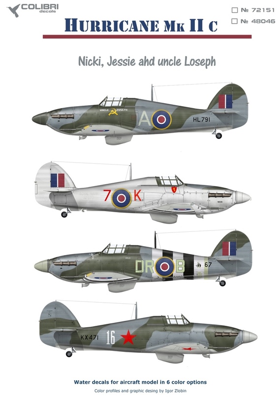 72151 Colibri Decals Декали для Hurricane Mk II c 1/72