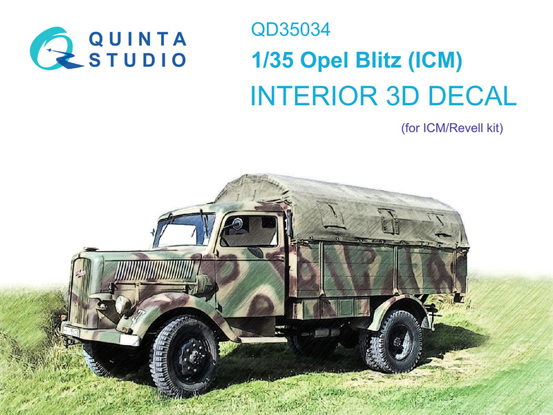 QD35034 Quinta 3D Декаль интерьера кабины Opel Blitz (ICM) 1/35