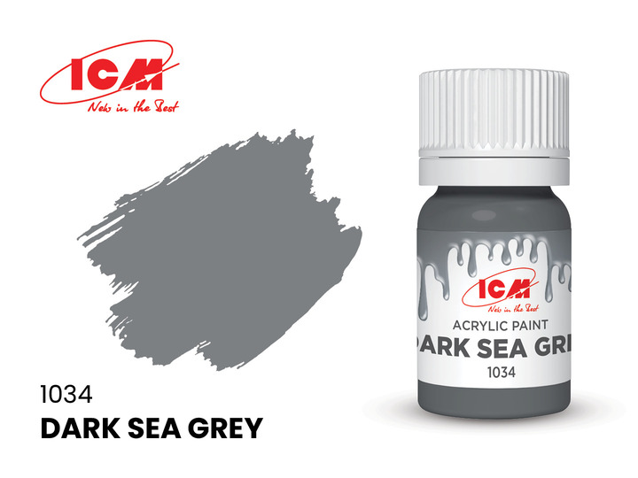 C1034 ICM Акриловая краска Темно-серая морская (Dark Sea Grey) 12мл