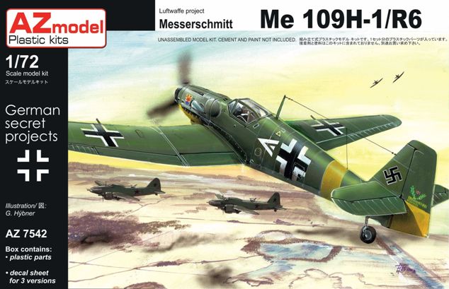 7542 AZmodel Самолет Messerschmitt Me 109H-1/R6 1/72