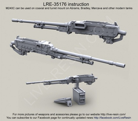 LRE35176 Live Resin Танковый пулемет M240C с планкой Пикатини для техники 1/35