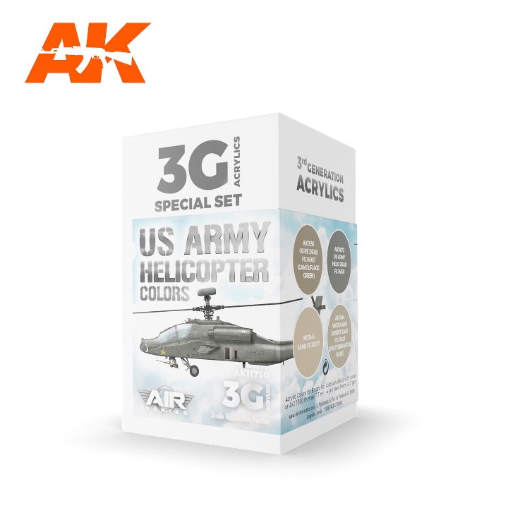 AK11750 AK Interactive Набор акриловых красок 3G "US Army Helicopter" (4 краски)