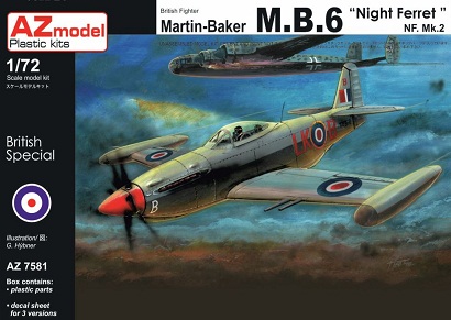 7581 AZmodel Британский истребитель Martin-Baker M.B.6 NF.Mk.2 "Night Ferret" 1/72