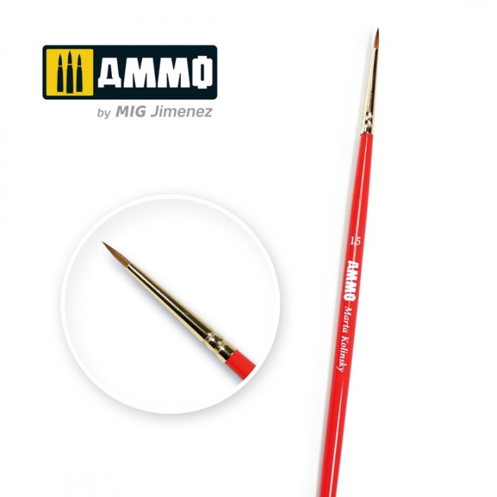 AMIG8712 AMMO MIG Кисть 1,5 AMMO Marta Kolinsky Premium Brush