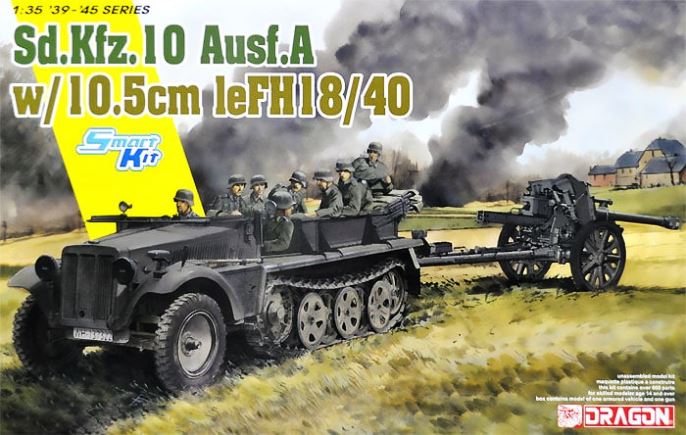 6939 Dragon Тягач Sd.Kfz.10 Ausf.A с  пушкой 10.5cm le.FH.18/40 1/35