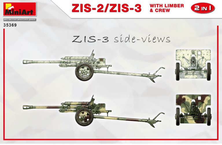 35369 MiniArt Пушка ЗиС-2/ЗиС-3 с передком и расчетом (2 в 1) 1/35