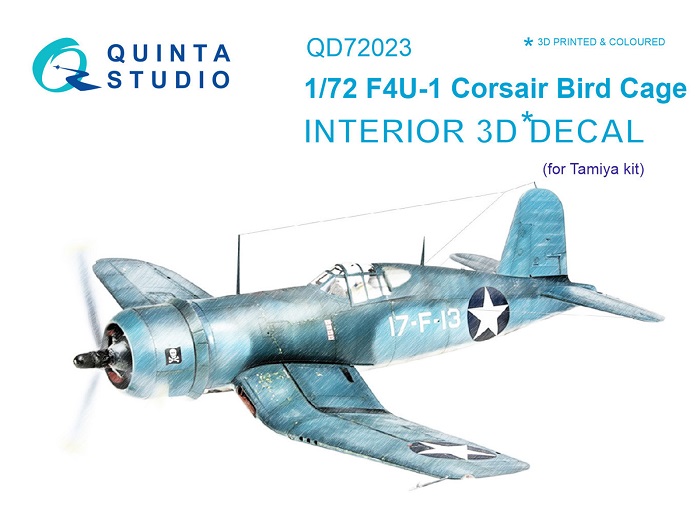 QD72023 Quinta 3D Декаль интерьера кабины F4U-1 Corsair (Bird cage)  (Tamiya) 1/72