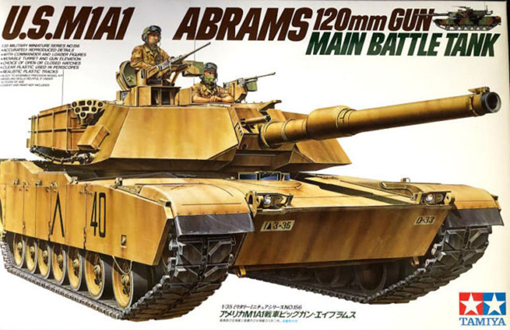Сборная модель 35156 Tamiya Американский танк M1A1 "Абрамс" с 120-мм пушкой и 2 фигурами 