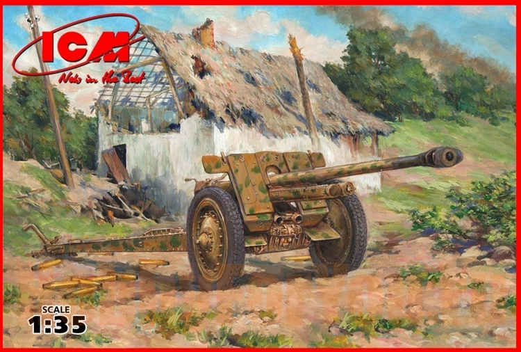 Сборная модель 35701 ICM  Немецкая противотанковая пушка 7,62 cm Pak 36(r) 