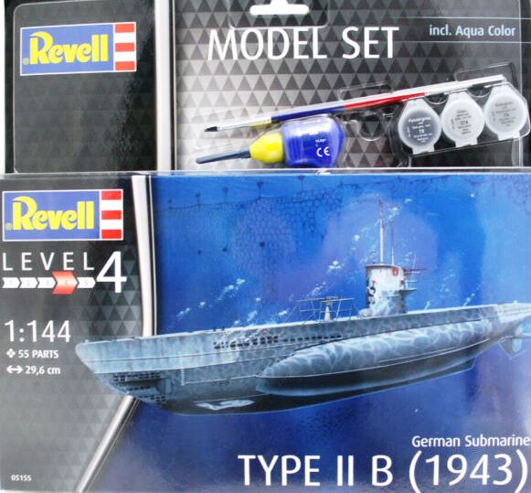 65155 Revell Подарочный набор германская подводная лодка типа IIB (1943) 1/144