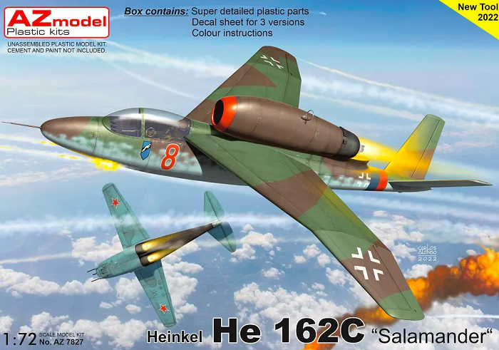 7827 AZmodel Немецкий истребитель He 162C "Salamander" 1/72