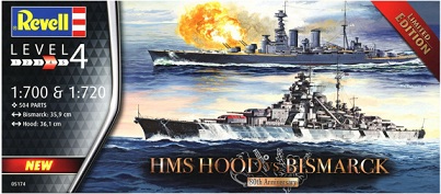 05174 Revell Набор кораблей Battle Set HMS Hood 1/720 vs. Bismarck 1/700 - 80th Anniversary