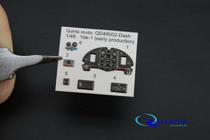 QD48002-Dash Quinta 3D Декаль интерьера кабины Як-1 (ранние серии) (миним. набор) 1/48